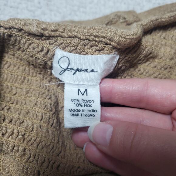 Japna One Shoulder Crop Top Women's Size Medium Tan Beige Rayon Flax Blend - Picture 4 of 8